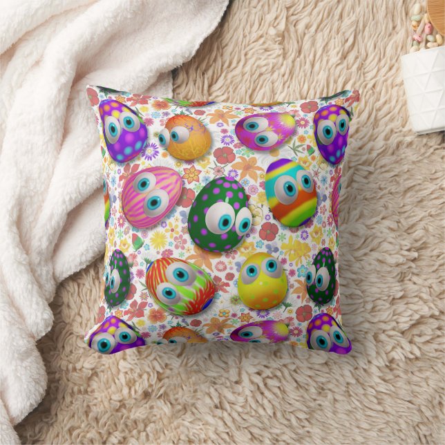 Cute and Funny Easter Eggs Cartoon Kissen (Decke)