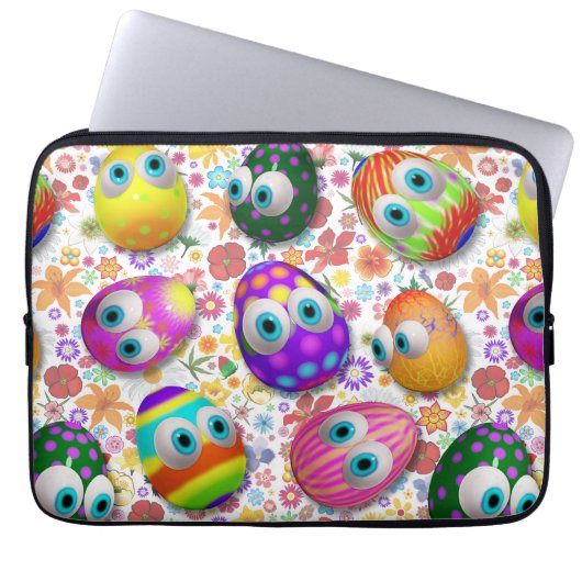 Cute and Funny Easter Eggs Cartoon Laptopschutzhülle (Vorderseite)
