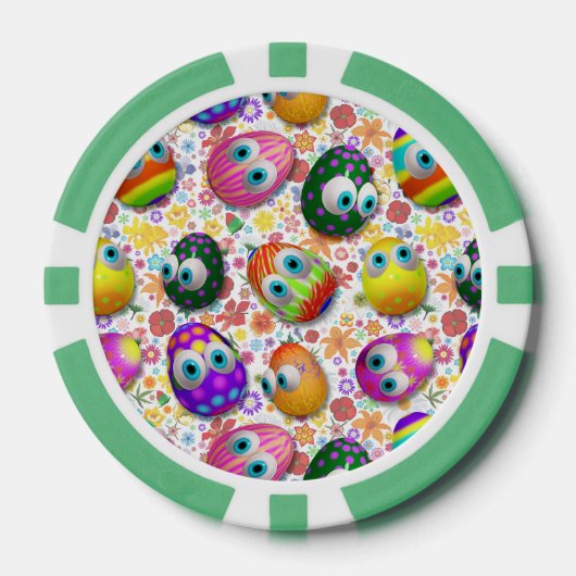 Cute and Funny Easter Eggs Cartoon Pokerchips (Vorderseite)