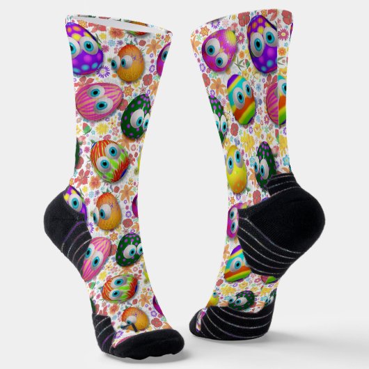 Cute and Funny Easter Eggs Cartoon Socken (Gewinkelt)