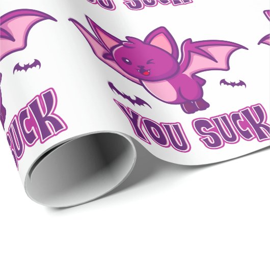Cute and Funny Halloween Vampire Bats You Suck Geschenkpapier (Rolleneckpunkt)