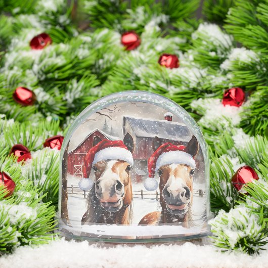 Cute and Funny Horses in Snow Christmas Schneekugeln (Weihnachten)