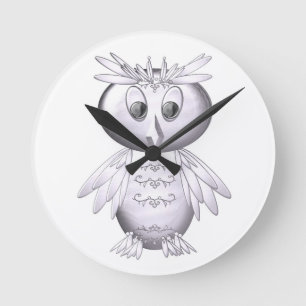 cute and funny owl pattern runde wanduhr