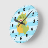 Cute and happy Dinosaur for Kids Bedroom Runde Wanduhr (Winkel)