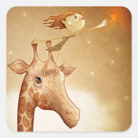 Cute and imaginative illustration quadratischer aufkleber (Vorderseite)