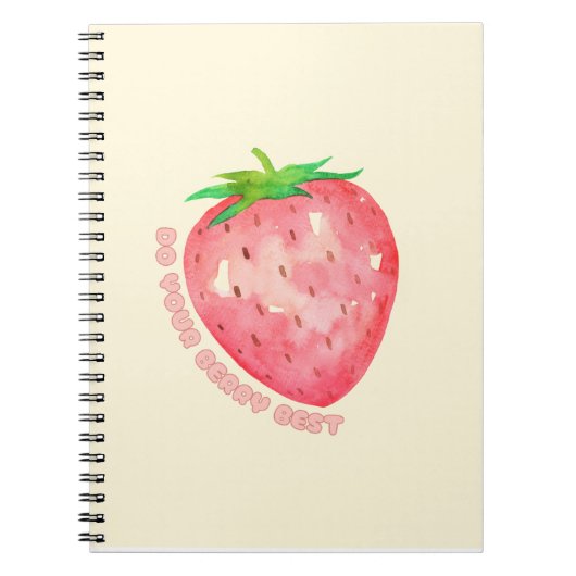 Cute and Motivational Strawberry Notebook Notizblock (Vorderseite)