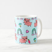 Cute and Quirky Pigs and Rainbows Pattern Kaffeetasse (VorderseiteRechts)