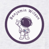 Cute and Simple Astronaut Custom Kids Name Labels Etiketten (Design 1)