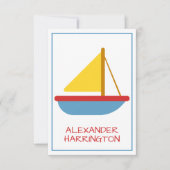 Cute and Simple Sailboat Personalized Mitteilungskarte (Vorderseite)