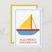 Cute and Simple Sailboat Personalized Mitteilungskarte (Vorne/Hinten)