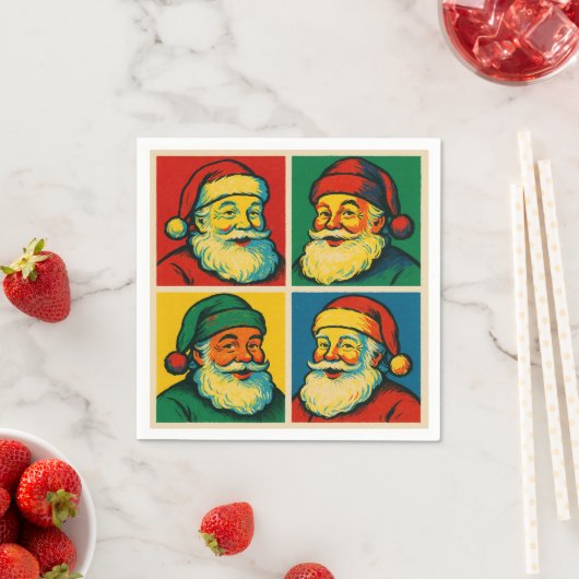 Cute Andy Warhol-style pop art Santa Serviette (Beispiel)