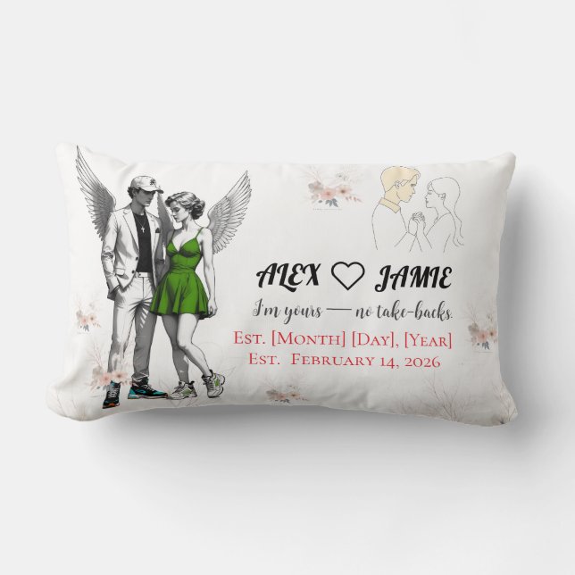 Cute Angel Cherub Couple Throw Pillow Lendenkissen (Vorderseite)