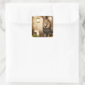 Cute Angel und Lion Fantasy Quadratischer Aufkleber (Tasche)