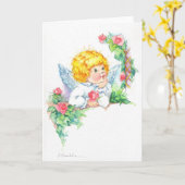 Cute Angels for Baptism or Christening Karte (Gelbe Blume)