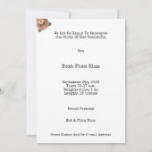 Cute Animal Brown Bear Sweet Baby Announcement Einladung (Rückseite)