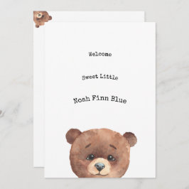 Cute Animal Brown Bear Sweet Baby Announcement Einladung