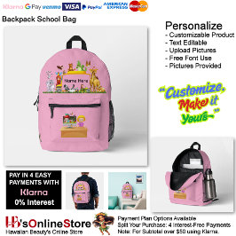 Cute Animal Cartoon School Supplies Backpack Bag 9 Bedruckter Rucksack