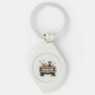 Cute Animal Farm On Metal Keychain Schlüsselanhänger