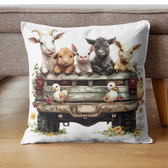 Cute Animal Farm On Pillow Kissen (Von Creator hochgeladen)