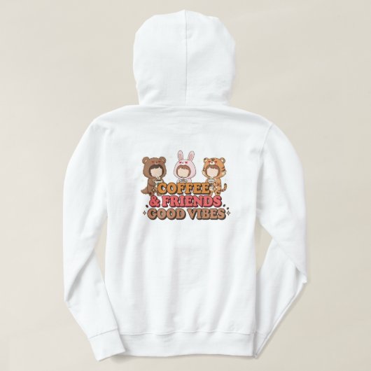 Cute Animal Friends Coffee Lovers Hoodie (Design Rückseite)