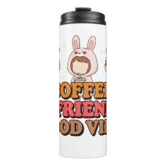 Cute Animal Friends Coffee Lovers Thermosbecher