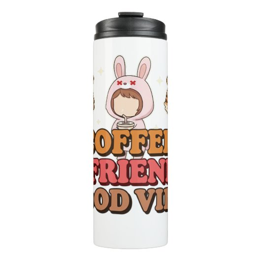Cute Animal Friends Coffee Lovers Thermosbecher (Vorderseite)