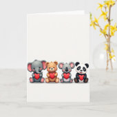 Cute Animal Friends Love Heart Card Karte (Gelbe Blume)