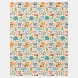 Cute Animal Friends Seamless Pattern – Playful Kid Fleecedecke