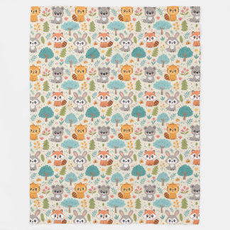 Cute Animal Friends Seamless Pattern – Playful Kid Fleecedecke