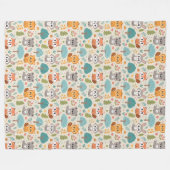 Cute Animal Friends Seamless Pattern – Playful Kid Fleecedecke (Vorderseite (Horizontal))