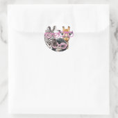 Cute Animal Friends Sticker – Zebra Giraffe Monkey (Tasche)