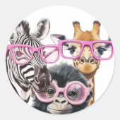Cute Animal Friends Sticker – Zebra Giraffe Monkey (Vorderseite)