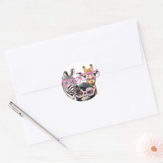 Cute Animal Friends Sticker – Zebra Giraffe Monkey (Umschlag)