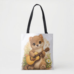 Cute Animal Guitar Tote Bag Kawaii Music Tasche