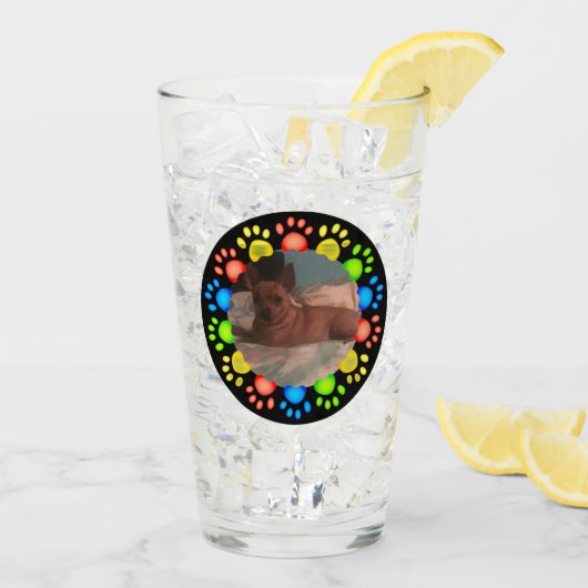Cute Animal Hunde Paw Foto Drink Glas (Rückseite Ice)