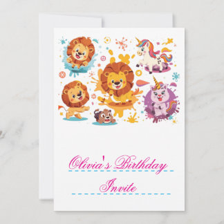 Cute Animal Invitation Birthday Design  Einladung