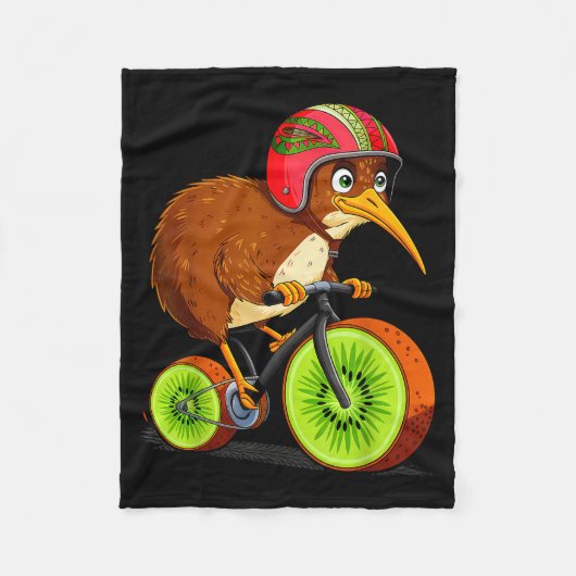 Cute Animal Kiwi Cycling New Zealand Fleecedecke (Vorderseite)