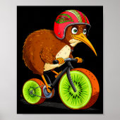Cute Animal Kiwi Cycling New Zealand  Poster (Vorne)