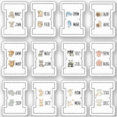 Cute Animal Monthly Index Tab Page Divider Folding Aufkleber (Vorderseite)