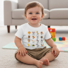Cute Animal Name ABC Educational Toddler Infant Te Baby T-shirt