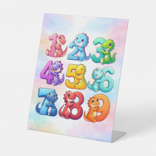 Cute Animal Numbers Maths Desk Art for Kids Sockelschild (Vorderseite)
