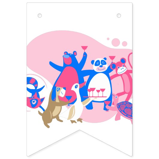 cute animal party selfie funny wimpelkette (Zweite Fahne)