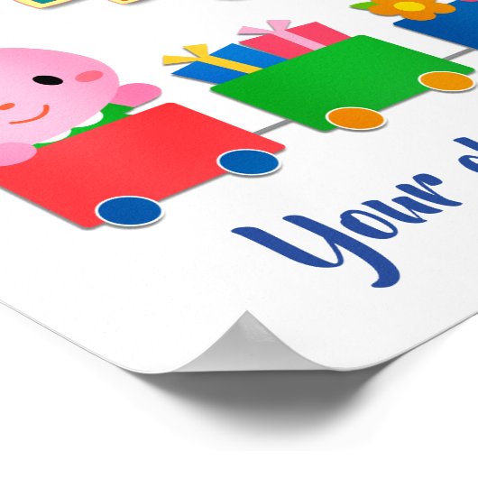 Cute Animal Train Poster (Ecke)