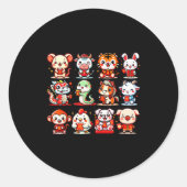 Cute Animal Twelve Zodiac Signs Celebrate Lunar Ne Runder Aufkleber (Vorderseite)