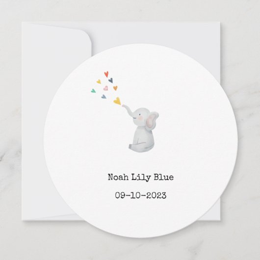 Cute Animal Watercolor Elephant Hearts Card Einladung (Vorderseite)