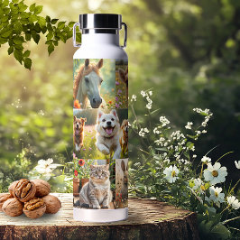 Cute Animals and Pets Artistic Photo Collage Trinkflasche