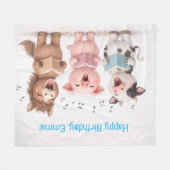 Cute Animals Band Birthday Fleecedecke (Vorderseite (Horizontal))