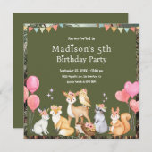 Cute Animals Birthday Invitation Einladung (Vorne/Hinten)