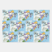 Cute Animals Building a Snowman for Christmas Geschenkpapier Set (Vorderseite)