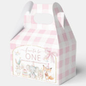 Cute Animals Fun To Be One 1st Birthday Pink Gable Geschenkschachtel (Vorderseite)